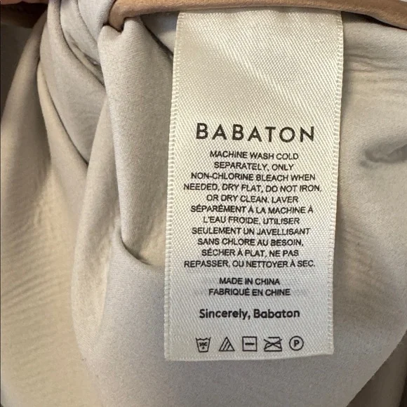 Babaton Pelli Shirt Jacket Vegan Leather Button-Down Relaxed Fit Cream SzL - Picture 13 of 14